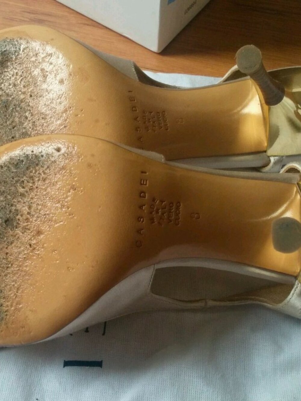 Casadei Leather Satin Peep toe Open Bow Slingback Heels - Picture 6 of 6
